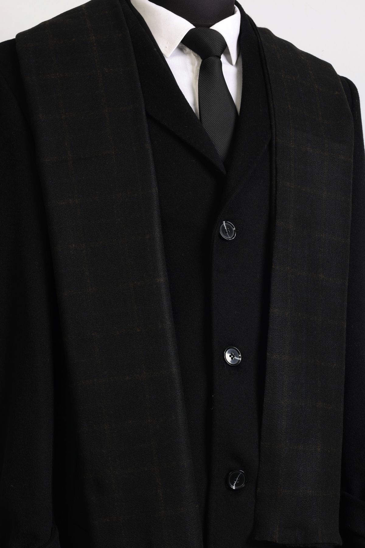 Desenli Siyah Ekose Desen Atkı & Kaşkol